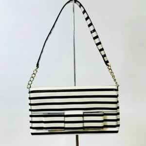 Kate Spade Black and White Striped Clutch or shoulder bag